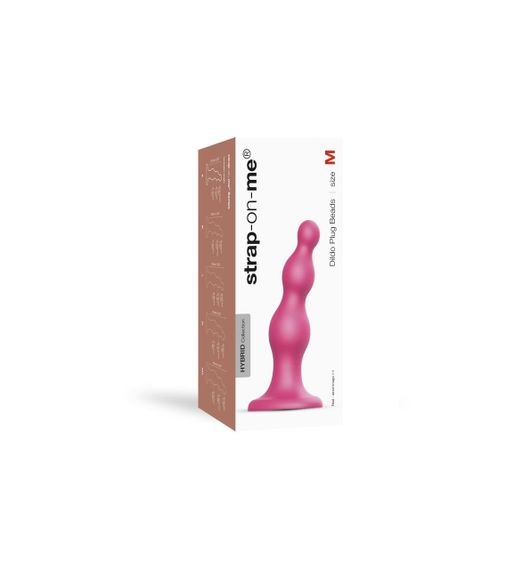 Насадка для страпона Strap-On-Me Dildo Plug Beads Framboise Metallic M Sex Aura | Зображення 3