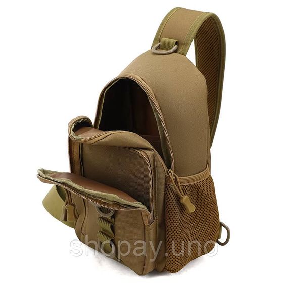 Тактична сумка через плече слінг Cordura 1000D MOLLE 5 кишень з кишенею під планшет 30×18×10 см койот | Зображення 5