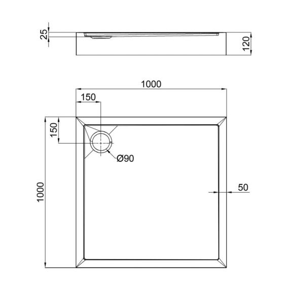 Душевой поддон Qtap Tern 301112 100x100x12 см + сифон | Зображення 1