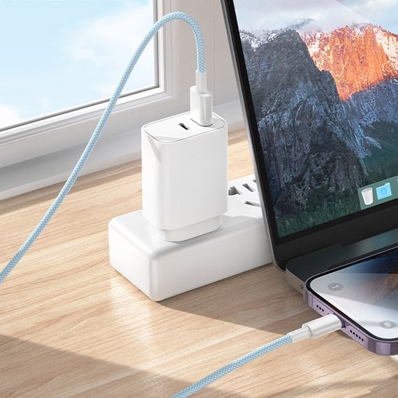 Дата кабель Borofone BX117 Source USB to Lightning 2.4A (1m) Blue | Зображення 2