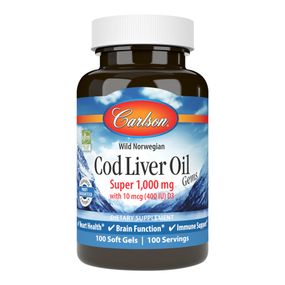Жир із печінки тріски Carlson Labs Cod Liver Oil Gems 1000 mg 100 Soft Gels