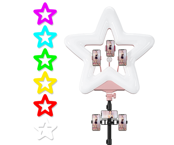 LED лампа XPRO LIVE LIGHT RK-52 студійна 360° світлодіодна зі штативом Зірка Рожева 47 см для смартфонів (957_1587)