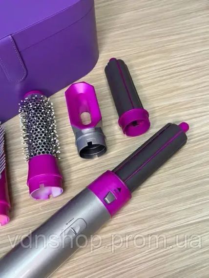 Стайлер + Коробка 5в1 HAIR BRUSH Styler для різних типів волосся з функціями надання об'єму, випрямлення, укладання Фіолетовий | Зображення 5