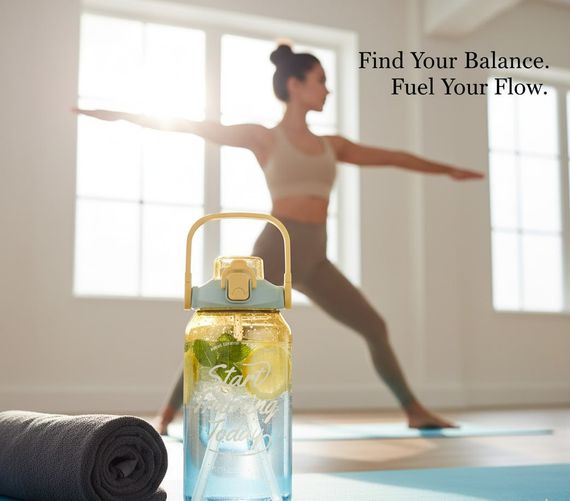 Спортивная бутылка для воды START TRAINING (1500 мл) - Матовый градиент, Желто-голубая с ручкой | Зображення 7