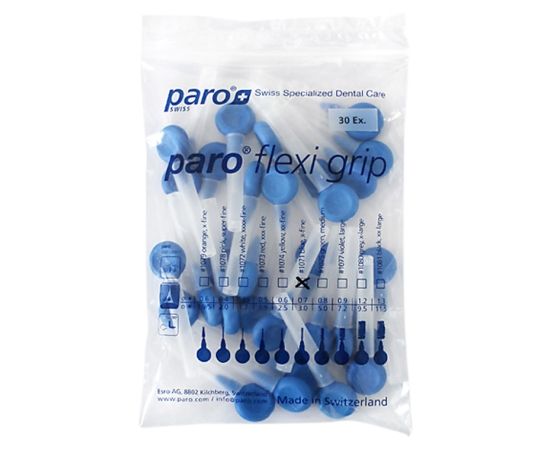 Міжзубні щітки paro® FLEXI-GRIP, x-тонкі, сині, циліндричні (Ø щітки 3 мм, ДОО* 1.2 мм), 1уп. х 30 шт. | Зображення 1