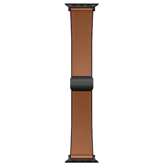 Ремінець Hoco WA34 Basic magnetic buckle silicone leather strap для Apple watch 44/45/46/49mm Black Brown
