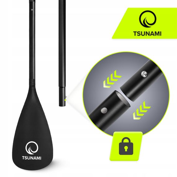 Весло для SUP дошки TSUNAMI 160-215 см регульоване, складне Black (P-5907739316462) | Зображення 2