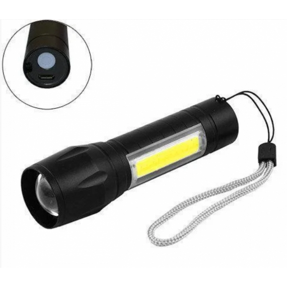 Светодиодный фонарик Bailong Police COB USB BL-511 BL-515 BL-513 в пластиковом чехле | Зображення 2