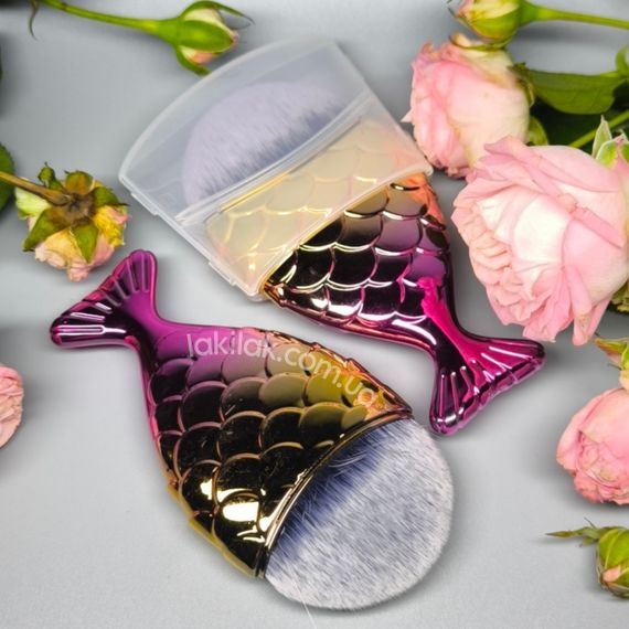 Щетка рыбка от пыли для маникюра (розово-золотая)