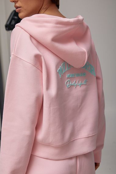 Спортивний костюм вільного фасону з написами - рожевий цвет, S (є розміри) | Зображення 3