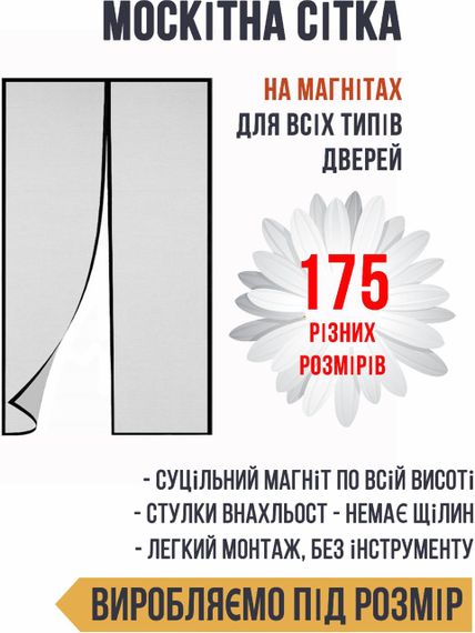 Москітна сітка для дверей на магнітах G 115*225 см