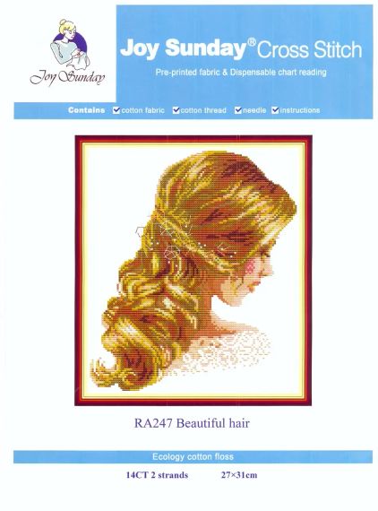 Набір для вишивання за нанесеною на канву схемою  "Beautiful hair". AIDA 14CT printed 27*31 см | Зображення 1