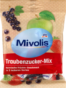 Леденцы Mivolis с глюкозой, натуральными вкусами фруктов, 100 г. – быстрая энергия и иммунитет, Германия