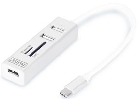 Концентратор DIGITUS USB 2.0 (AF/Type-C) OTG (кардридер+USBx2) (DA-70243)