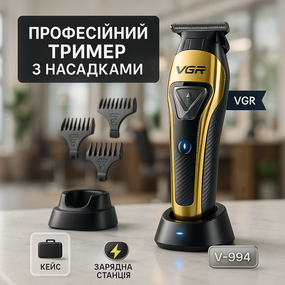 Машинка для стрижки волос с регулируемой насадкой VGR V-994, Набор для стрижки волос на аккумуляторе KB-23