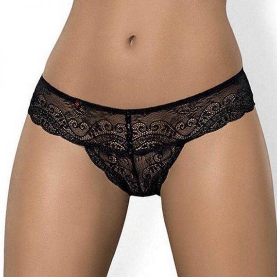 Трусики-стрінги мереживні чорні Obsessive Miamor L/XL Sex Aura