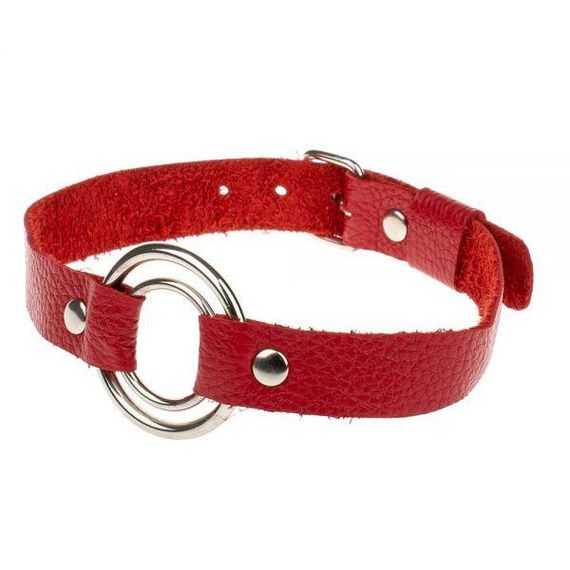 Ошейник Double Target, Red, кожа sexstyle