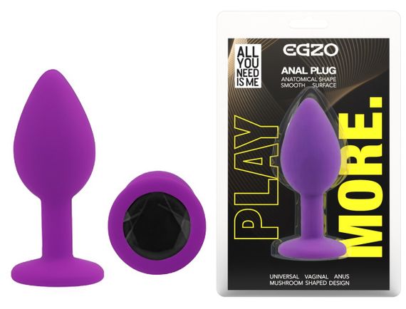 Силіконова анальна пробка EGZO - Silicone Purple Round Plug Black, size S Sex Aura