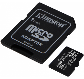 Карта памяти microSDHC 32Гб Class 10 (UHS-1) 100Мб/с Kingston Canvas Select Plus + адаптер SD