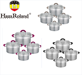 Набір каструль Haus Roland HR121-1 (4 шт.) з неіржавкої сталі 1,9/2,6/3,6/5,7 л., Сріблястий