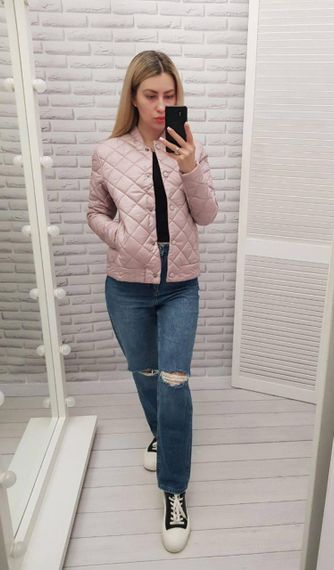 Куртка з ефектом стьобання, арт.310, пудра | Зображення 5