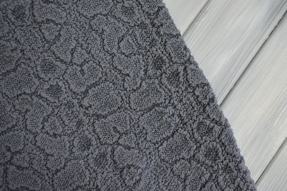 Жаккардовый чехол на диван + 2 кресла Stone с юбкой ванильный антрацит | Зображення 2