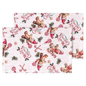 Набір серветок сервірувальних Ardesto Christmas Gingerbread 30х45см, 2шт, 100% поліестер, червоний (ART15HG)