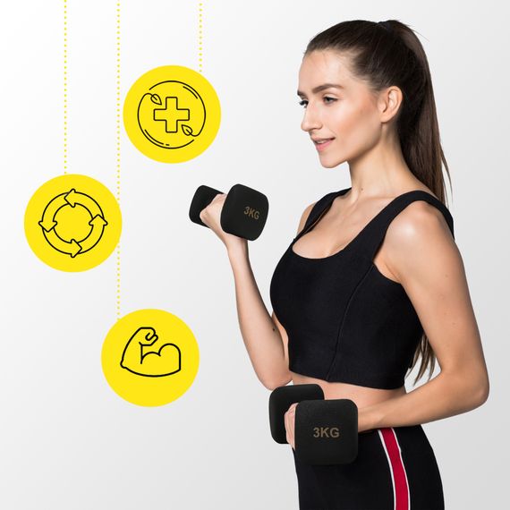 Гантелі вінілові Cornix Square 2 x 3 кг XR-0408 Black | Зображення 7