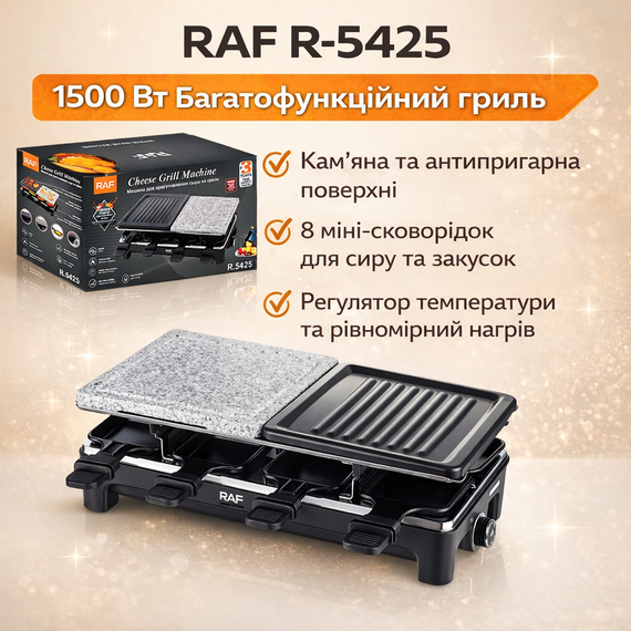 Електричний гриль RAF R-5425 1500 Вт мультифункціональний з антипригарними панелями та регулюванням температури | Зображення 1