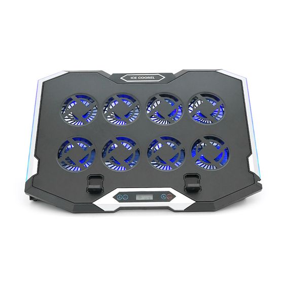Підставка під ноутбук IceCoorel K10, 10-17", 8 * 70mm, корпус пластик + алюміній, 2xUSB2.0 + LCD, 410x297x40mm, RGB, Box, Q10 | Зображення 2