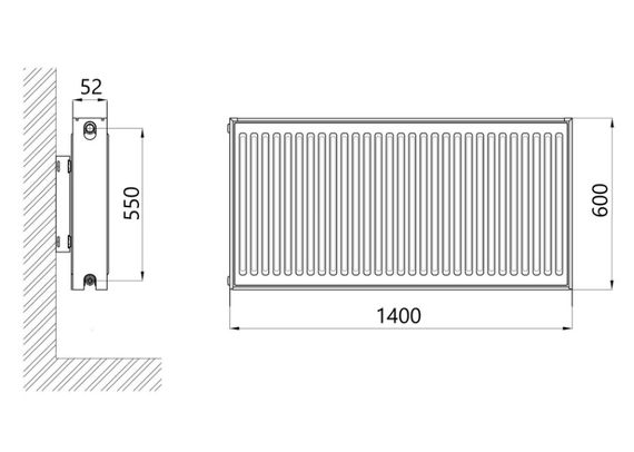 Радіатор сталевий Thermo Alliance IMAS 11 тип 600x1400 мм бічне підключення (TAI116001400K) | Зображення 1