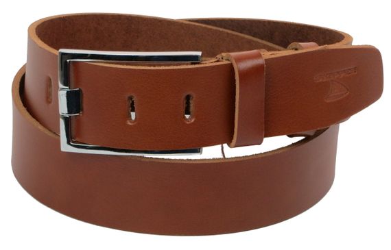 Мужской кожаный ремень под джинсы Skipper 1186-45 коричневый 4,5 см