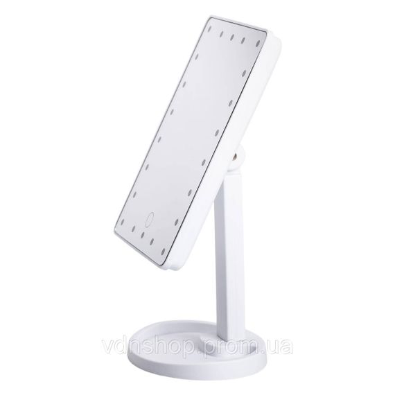 Настільне дзеркало з підсвічуванням 22 LED для макіяжу 21х16 см прямокутне на ніжці USB Біле HP-10-4AW