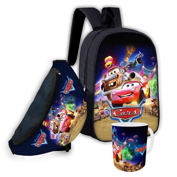 Набор детский Тачки Молния Маквин рюкзак 36х27см сумка-бананка,кружка с принтом для мальчика (01596)