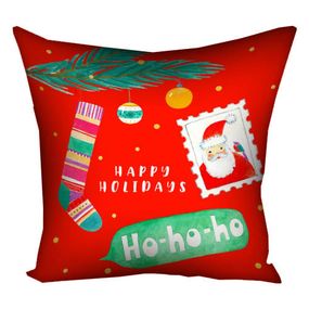 Подушка габардинова з принтом Happy holidays ho-ho-ho 50x50 (5P_22NG053)