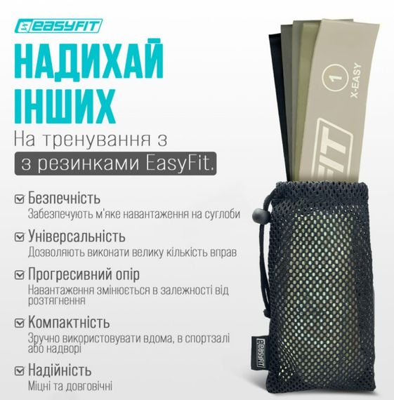 Резинки для фітнесу EasyFit MonoBand набір 5 шт (EF-1813-GY) | Зображення 7