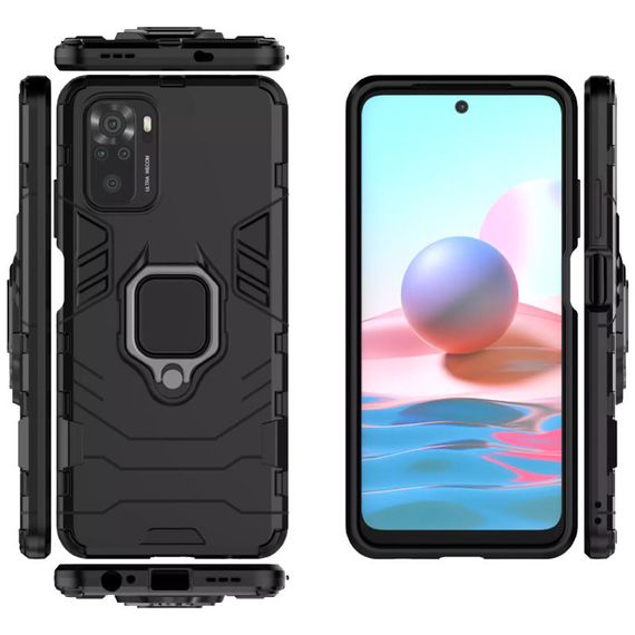 Ударопрочный чехол Transformer Ring for Magnet для Xiaomi Redmi Note 10 / Note 10s Black | Зображення 4