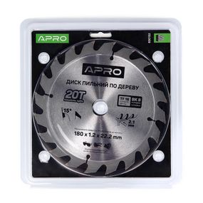 Диск пиляльний для дерева 180х22,2 (20)х20Т APRO 8301321