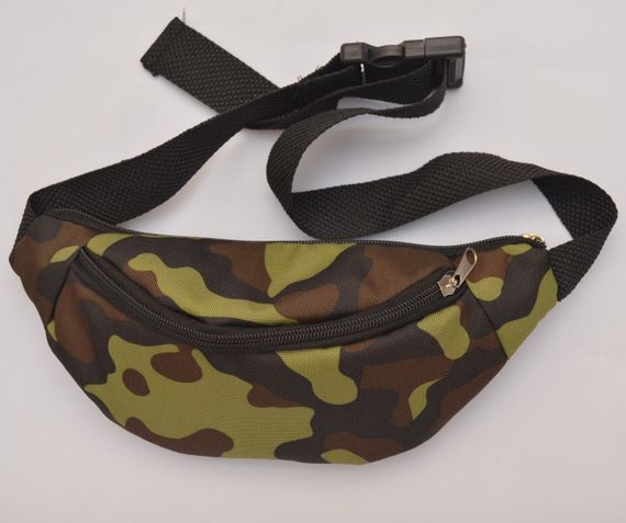 Сумка поясна бананка 4Profi Міні з принтом Камуфляж зелений з двома відділеннями 20029 | Зображення 1