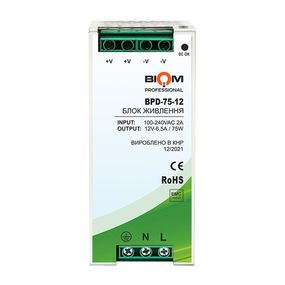 Блок питания DC12 75W BPD-75-12 6,5A под DIN-рейку Professional