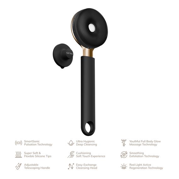 Звукова світлодіодна щітка для всього тіла GESKE Sonic LED Full-Body Brush&Intensive Exfoliator 9в1 gray | Зображення 1