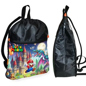 Рюкзак-мішок для взуття, спортивної форми Супер Маріо «Super Mario» дитяча сумка для змінки з розширювачем (01320)