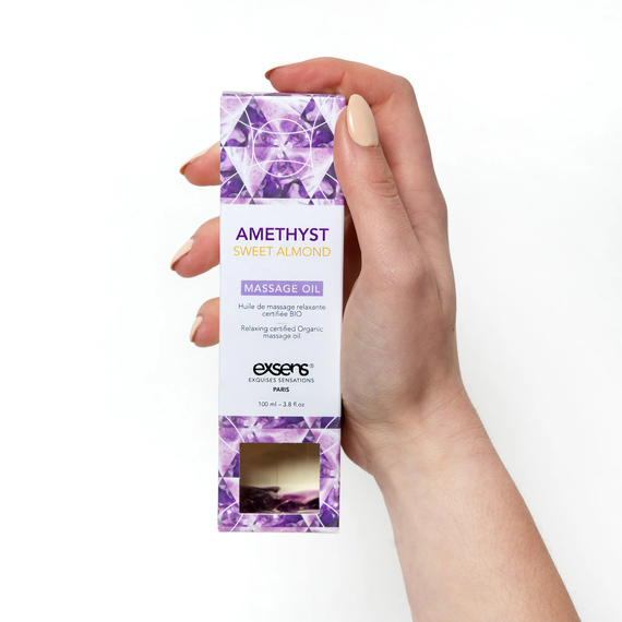 Масажна олія EXSENS Amethyst Sweet Almond (розслаблювальна, з аметистом) 100мл, натуральна | Зображення 2