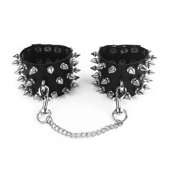 Наручники с шипами Art of Sex - Rose Spiked Leather Handcuffs, натуральная кожа | Зображення 2