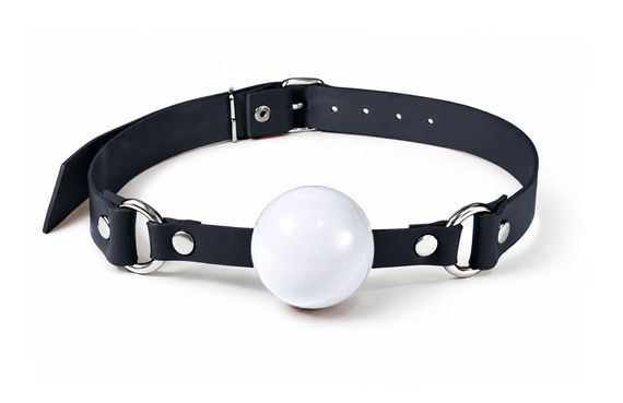 Кляп силіконовий Feral Feelings Silicon Ball Gag Black/White, чорний ремінець, біла кулька