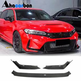 Накладка на передній бампер Lip V2 (Карбон) для Honda Civic HB 2021- рр
