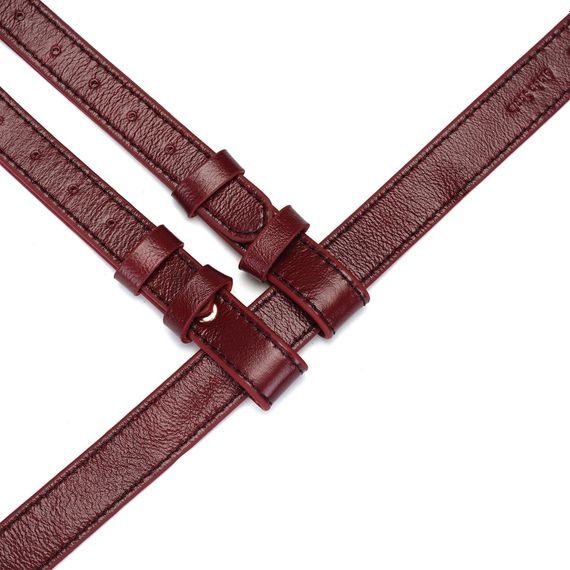 Шкіряні трусики для страпона Liebe Seele Wine Red Strap on Harness, універсальний розмір | Зображення 5