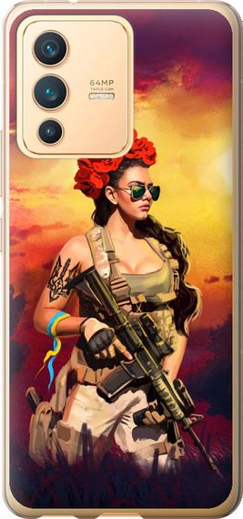 Чехол на Vivo V23 Украинка с оружием "5316u-2642-17620"