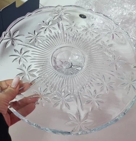 Тортовница стеклянная на ножке круглая Bohemia Perseus Nova 31 см прозрачная 69003/99004/310 | Зображення 6