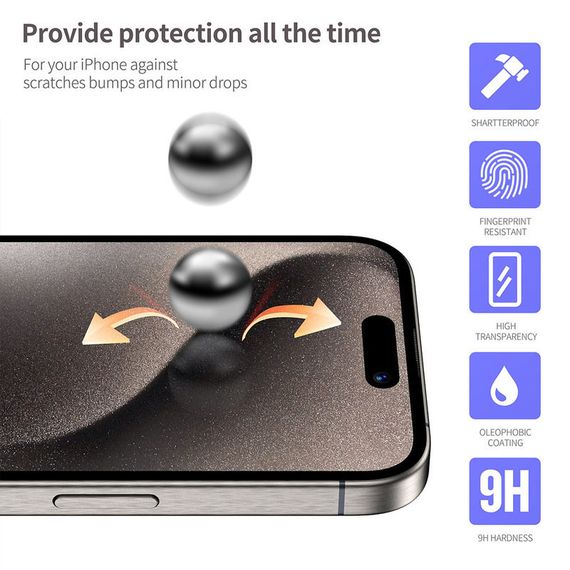 Захисне 3D скло Blueo Hot Bending для Apple iPhone 15 Pro (6.1") (+ аппликатор) Чорний | Зображення 4
